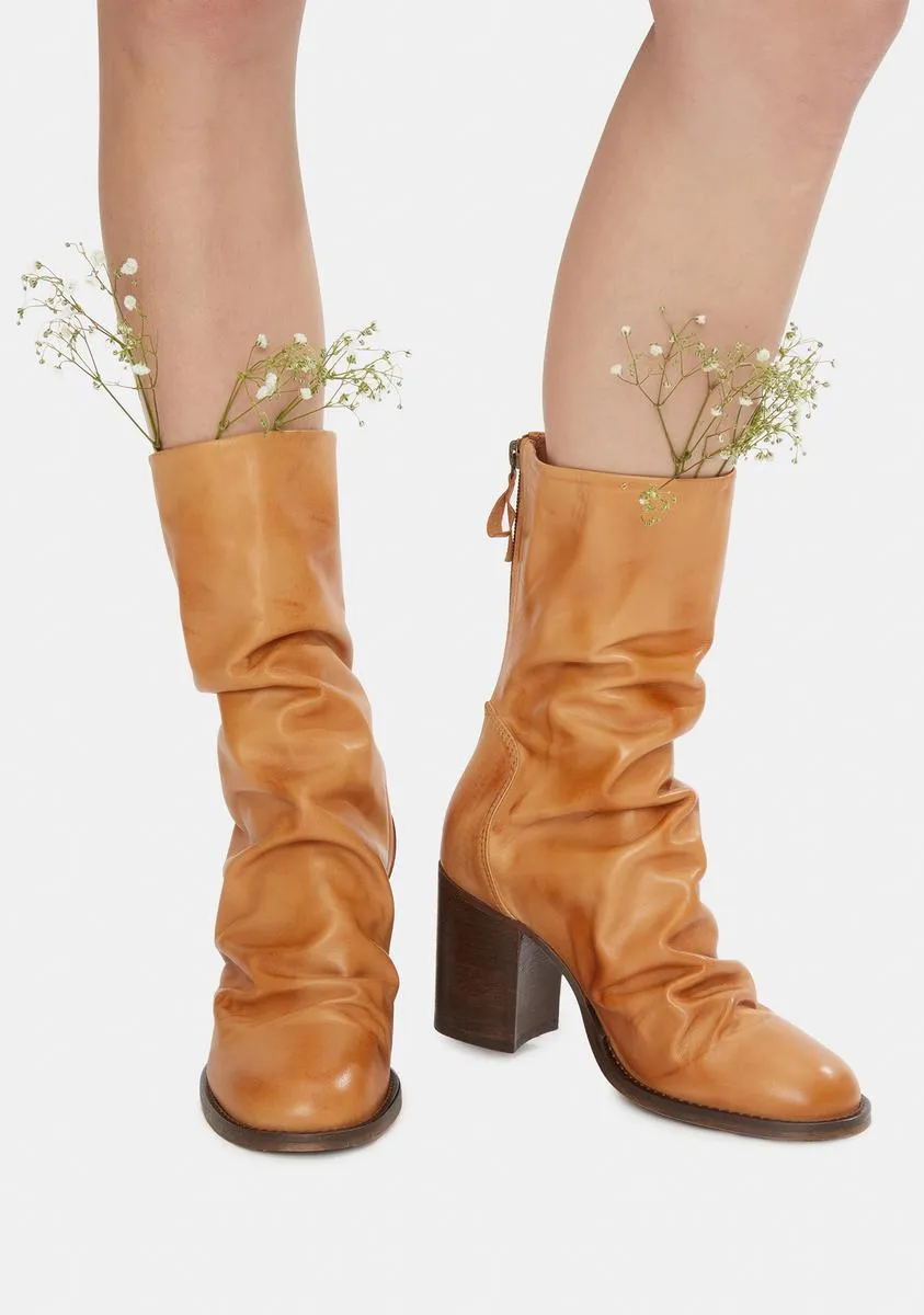 Brown Elle Block Heel Boots
