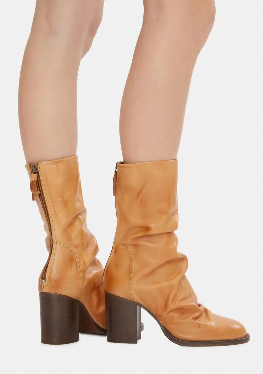 Brown Elle Block Heel Boots