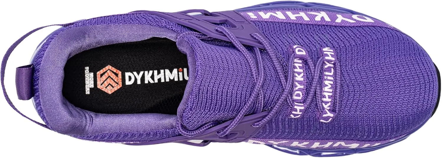 DYKHMATE Steel Toe Wide Shoes for Men Women Lightweight Safety Sneakers Fashion Work Shoes Comfortable Breathable Safety Toe Slip on Tennis Shoes