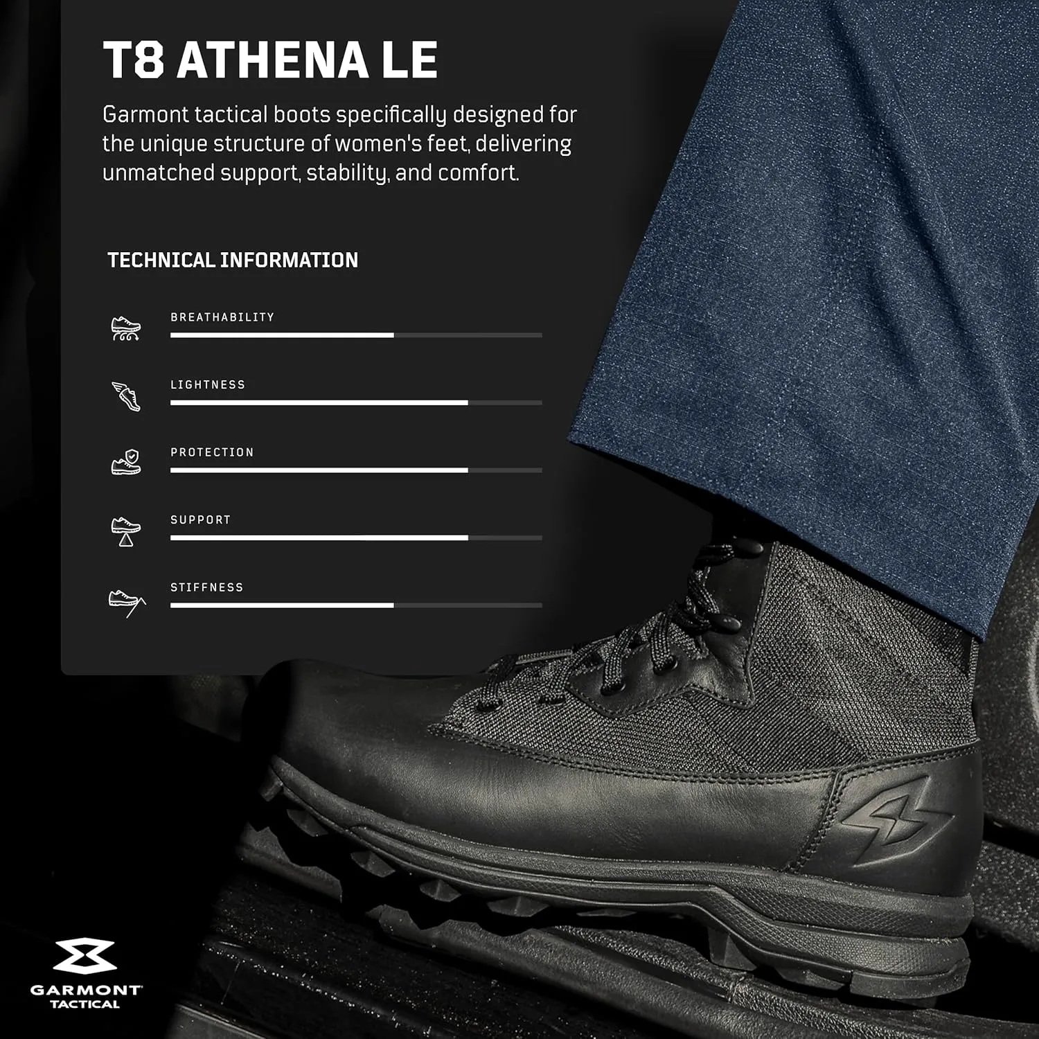 GARMONT TACTICAL T8 Athena LE Law Enforcement EMS Tactical Boots for Women, Full-Grain Leather, Increased Arch Support, Regular