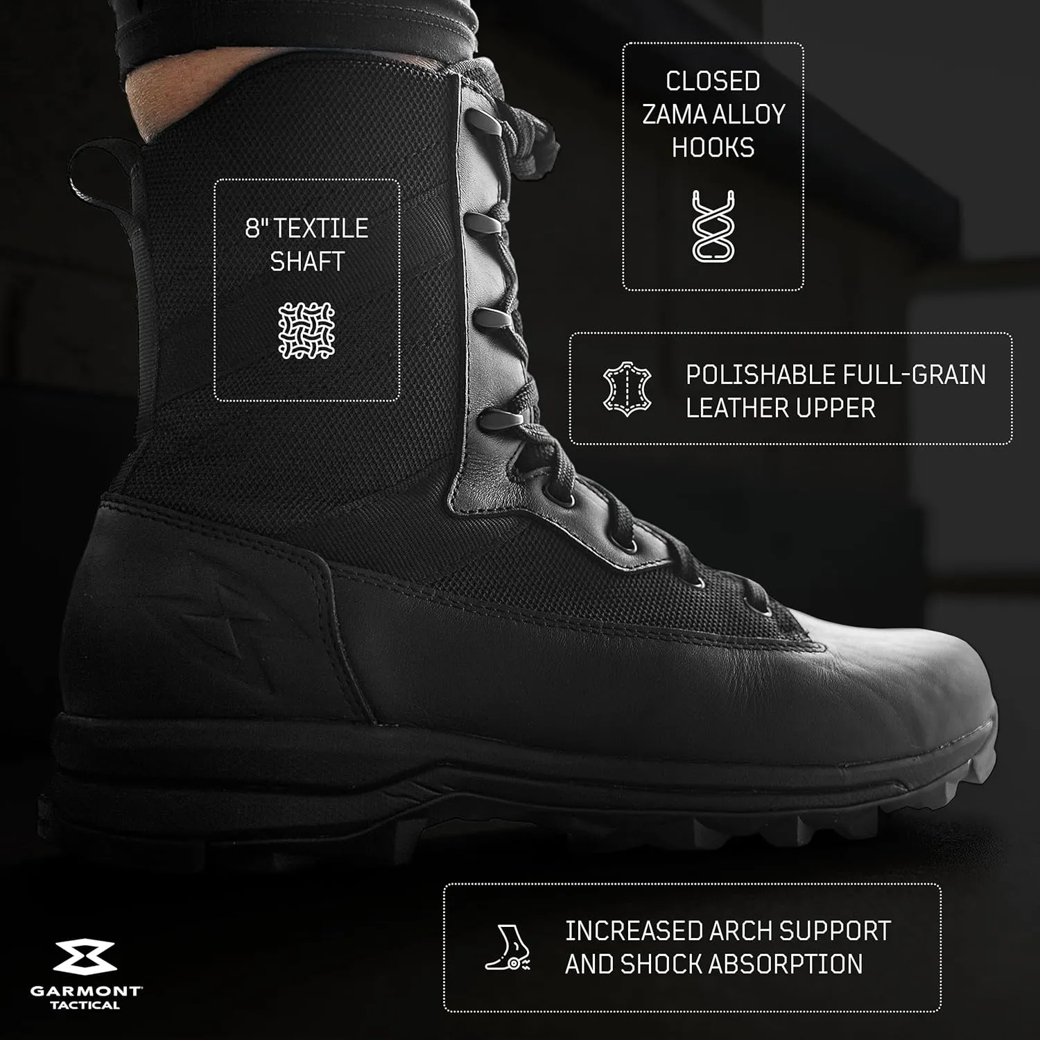 GARMONT TACTICAL T8 Athena LE Law Enforcement EMS Tactical Boots for Women, Full-Grain Leather, Increased Arch Support, Regular