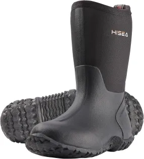 HISEA Kids Rain Boots Waterproof Neoprene Rubber Mud Boots Youth Rainboots Mid Calf Rain Shoes for Toddlers Kid Children Boys & Girls