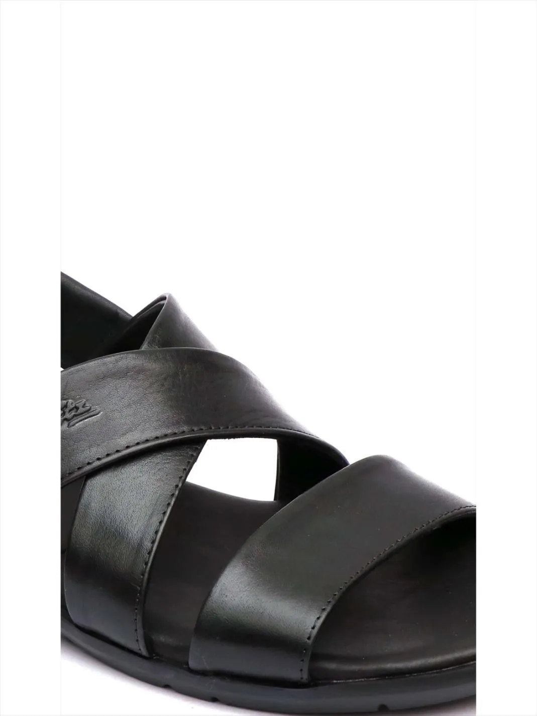 Hitz Men's Black Leather Slip on Sandals
