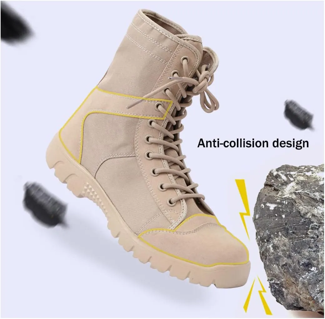 Kervaky Outdoor Men's Military Tactical Work Boots Side Zipper Leather Motorcycle Combat Boots