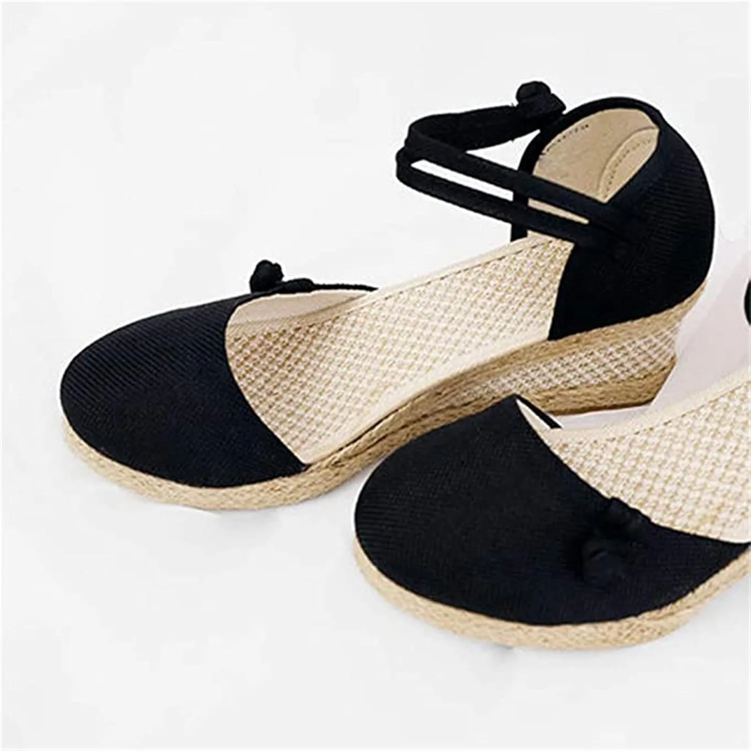 Ladmiple Closed Toe Espadrille Platform Wedge Sandals For Women Casual Flatform Dressy Summer Fashion Slip On Shoes