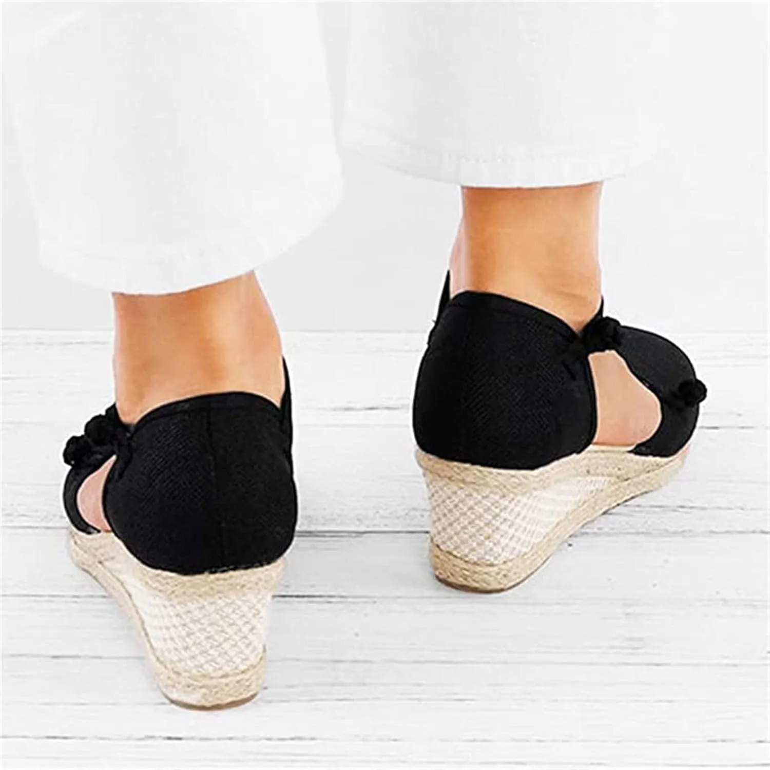 Ladmiple Closed Toe Espadrille Platform Wedge Sandals For Women Casual Flatform Dressy Summer Fashion Slip On Shoes