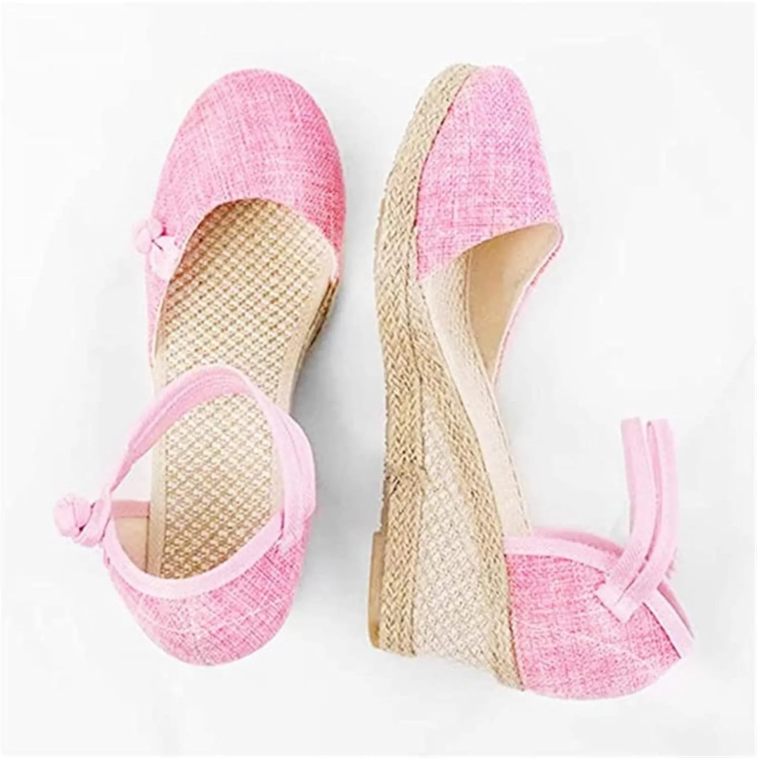 Ladmiple Closed Toe Espadrille Platform Wedge Sandals For Women Casual Flatform Dressy Summer Fashion Slip On Shoes