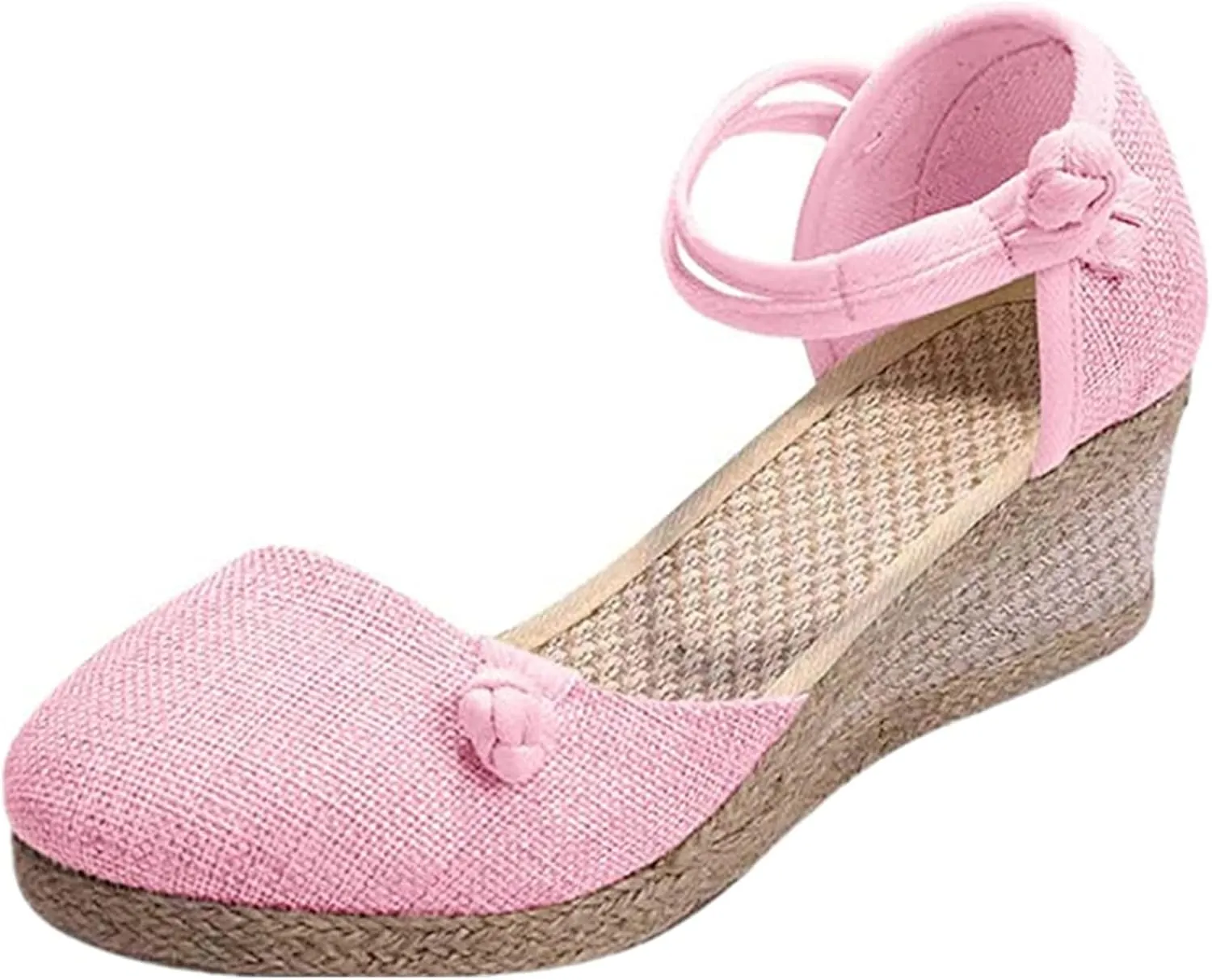 Ladmiple Closed Toe Espadrille Platform Wedge Sandals For Women Casual Flatform Dressy Summer Fashion Slip On Shoes