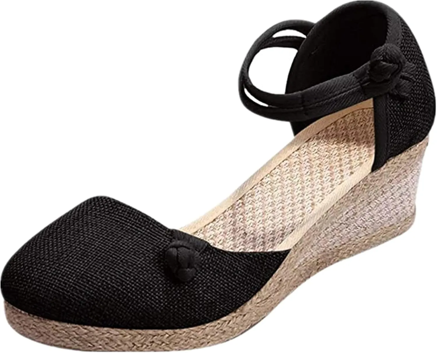 Ladmiple Closed Toe Espadrille Platform Wedge Sandals For Women Casual Flatform Dressy Summer Fashion Slip On Shoes