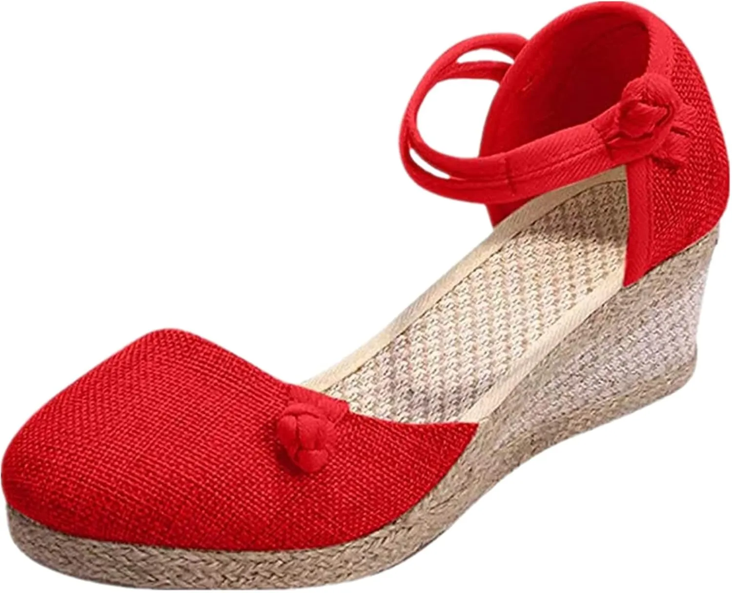 Ladmiple Espadrille Sandals For Women Closed Toe Wedge Sandals Platform Ankle Strap Slingback Summer Casual Dress Shoes