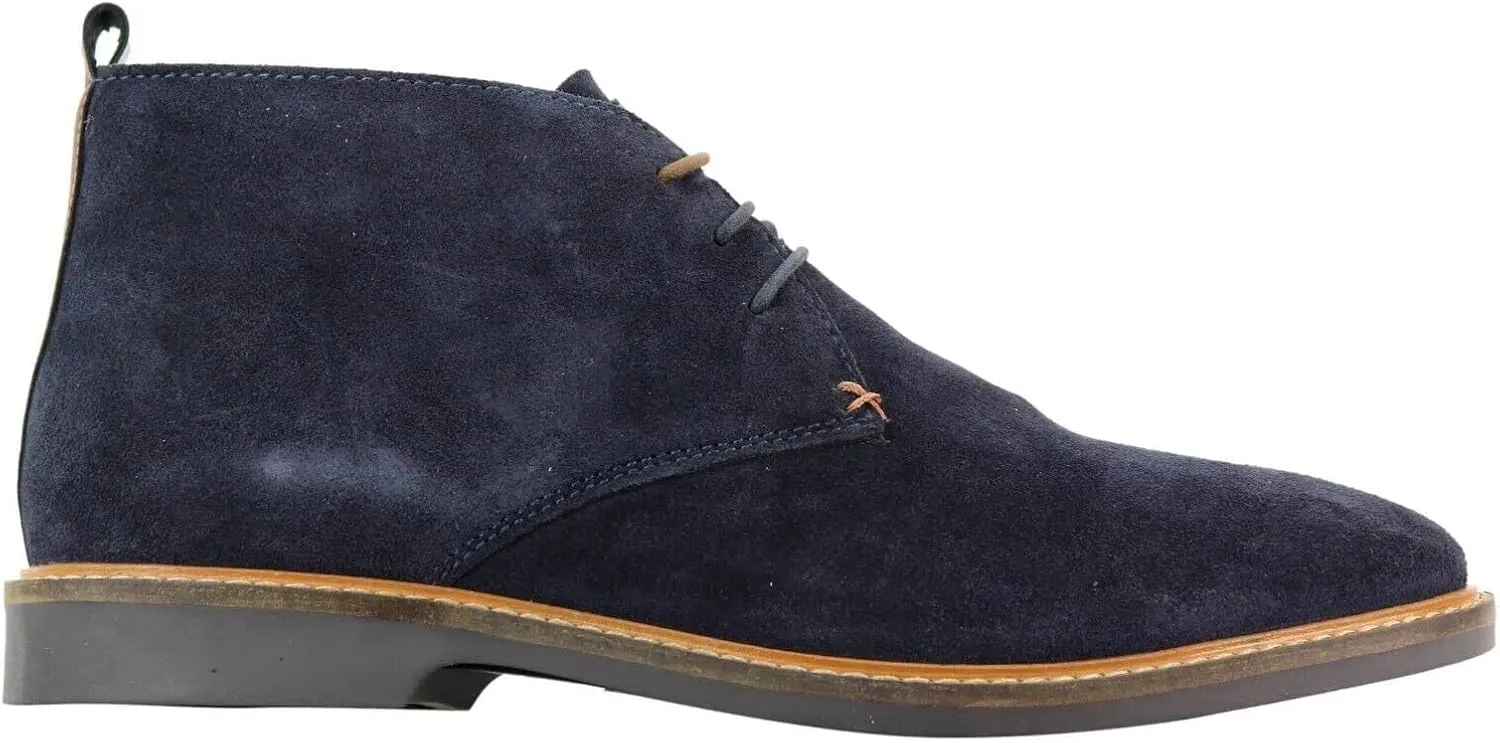 Mens Burgundy Suede Classic Retro Formal Laced Ankle Vintage Desert Chukka Boots