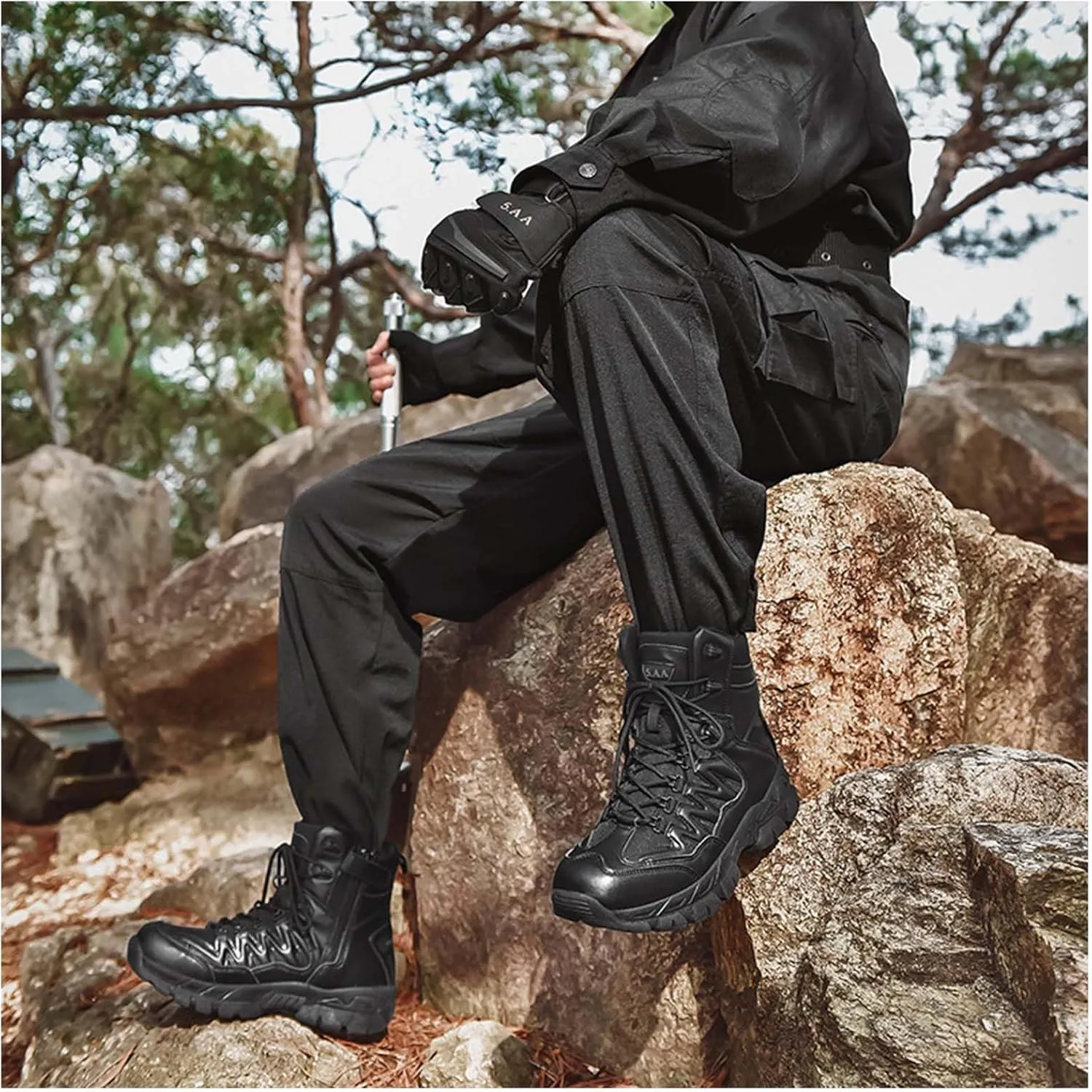 Men's Military Tactical Boots Suede Leather Army Motorcycle Combat Boots