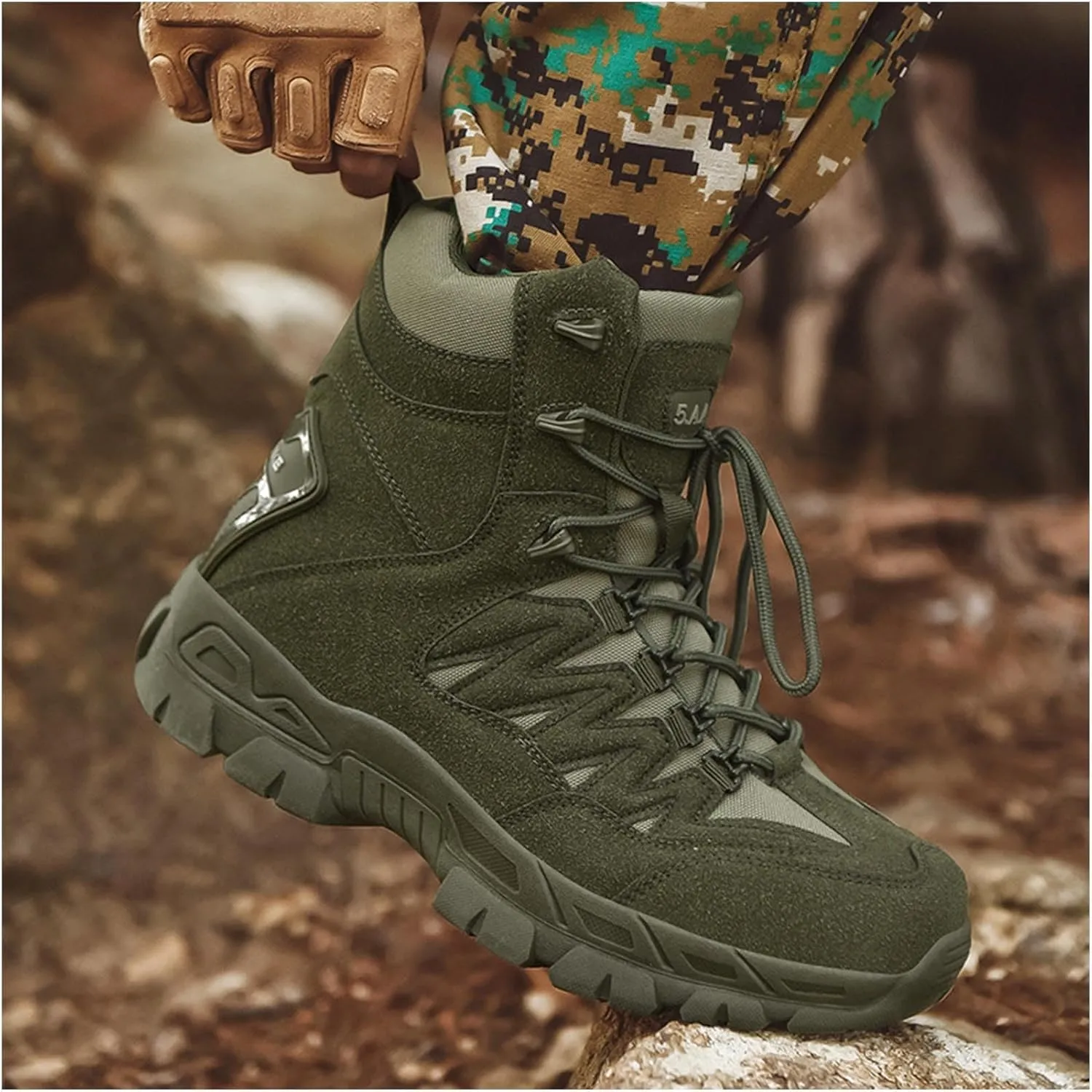Men's Military Tactical Boots Suede Leather Army Motorcycle Combat Boots