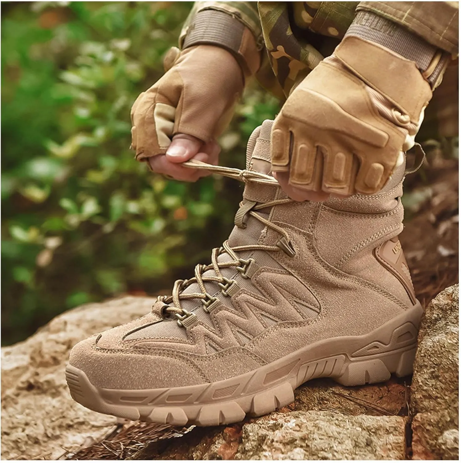 Men's Military Tactical Boots Suede Leather Army Motorcycle Combat Boots