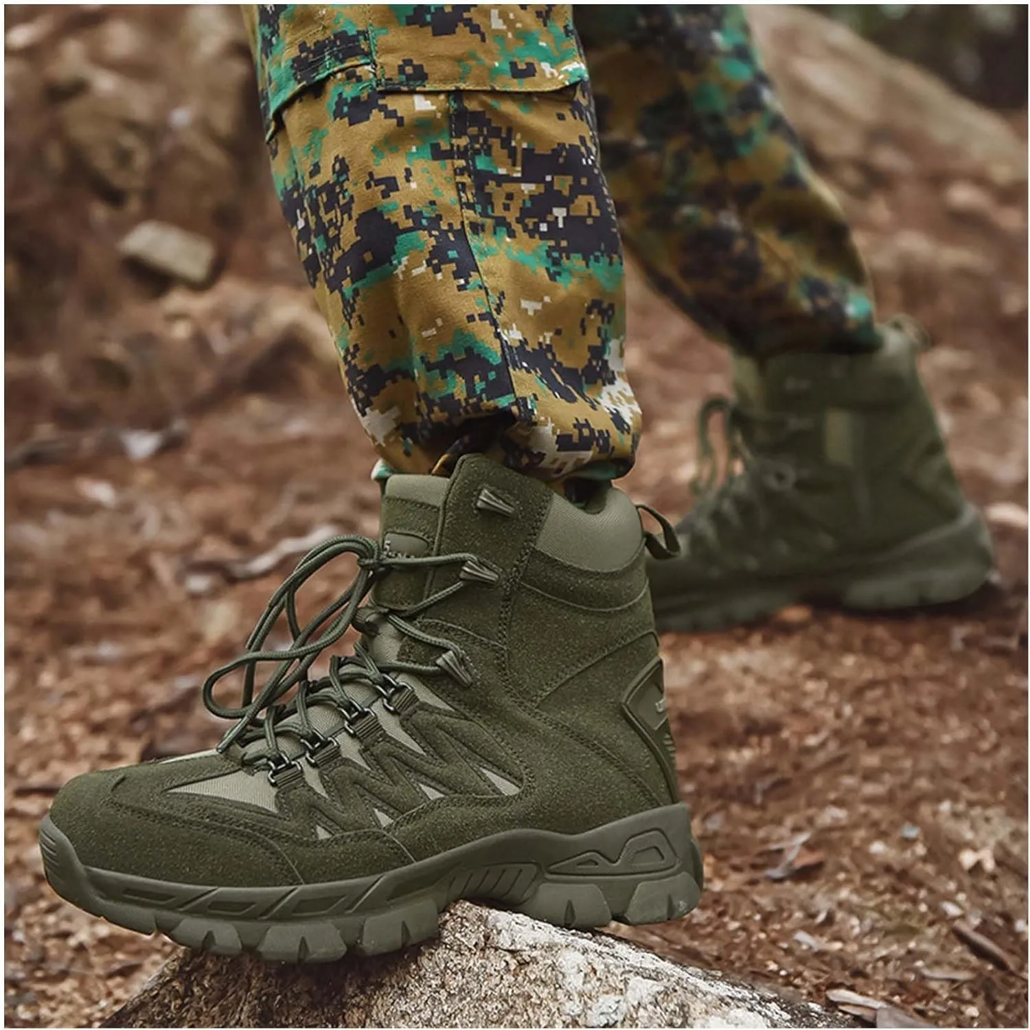 Men's Military Tactical Boots Suede Leather Army Motorcycle Combat Boots