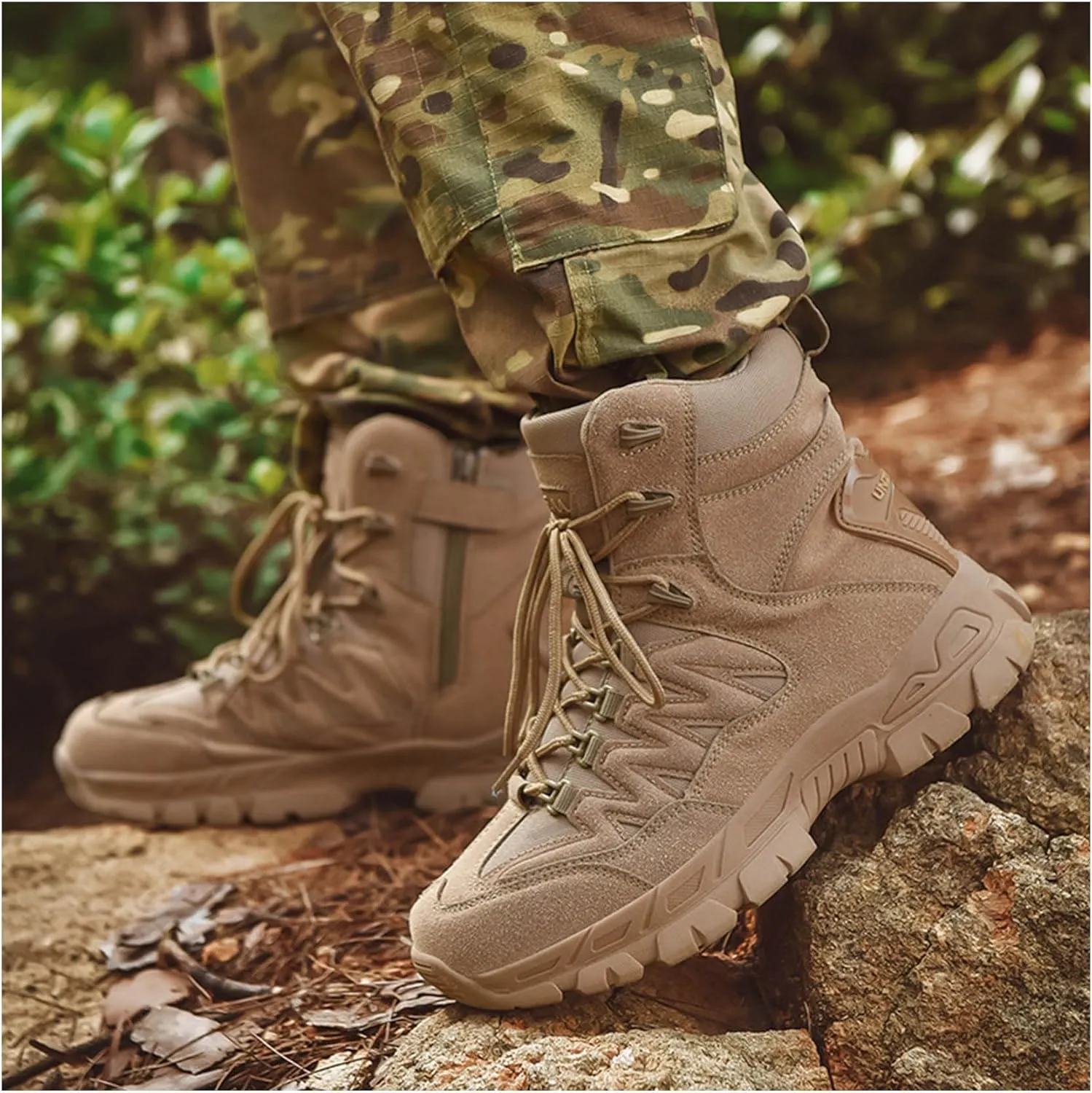 Men's Military Tactical Boots Suede Leather Army Motorcycle Combat Boots