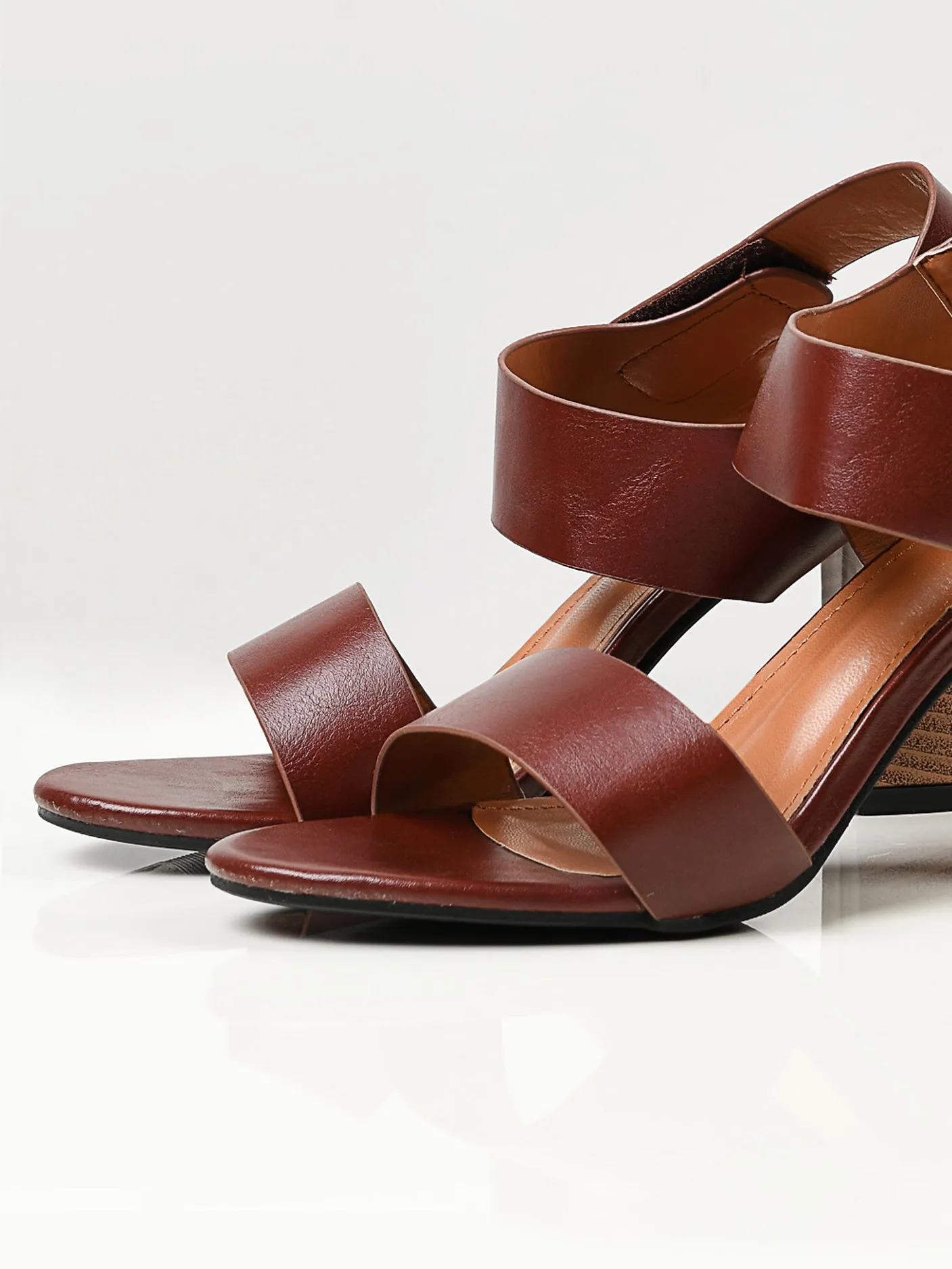 Plain Block Heels - Brown