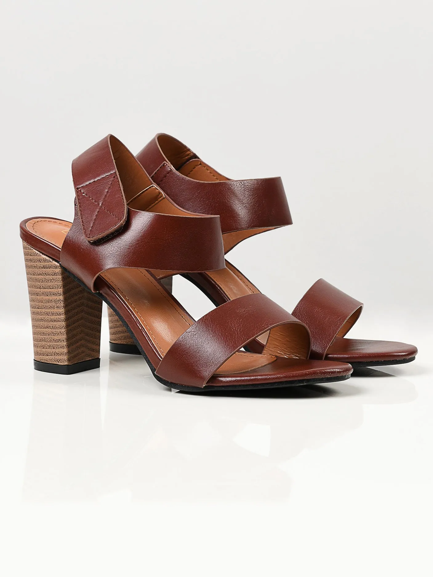 Plain Block Heels - Brown