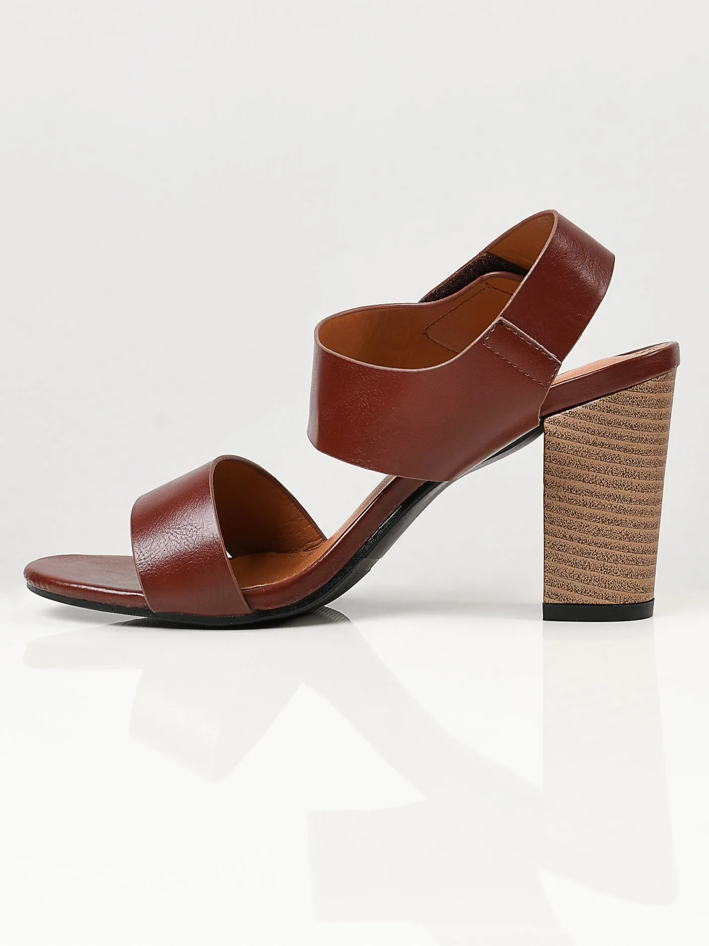 Plain Block Heels - Brown