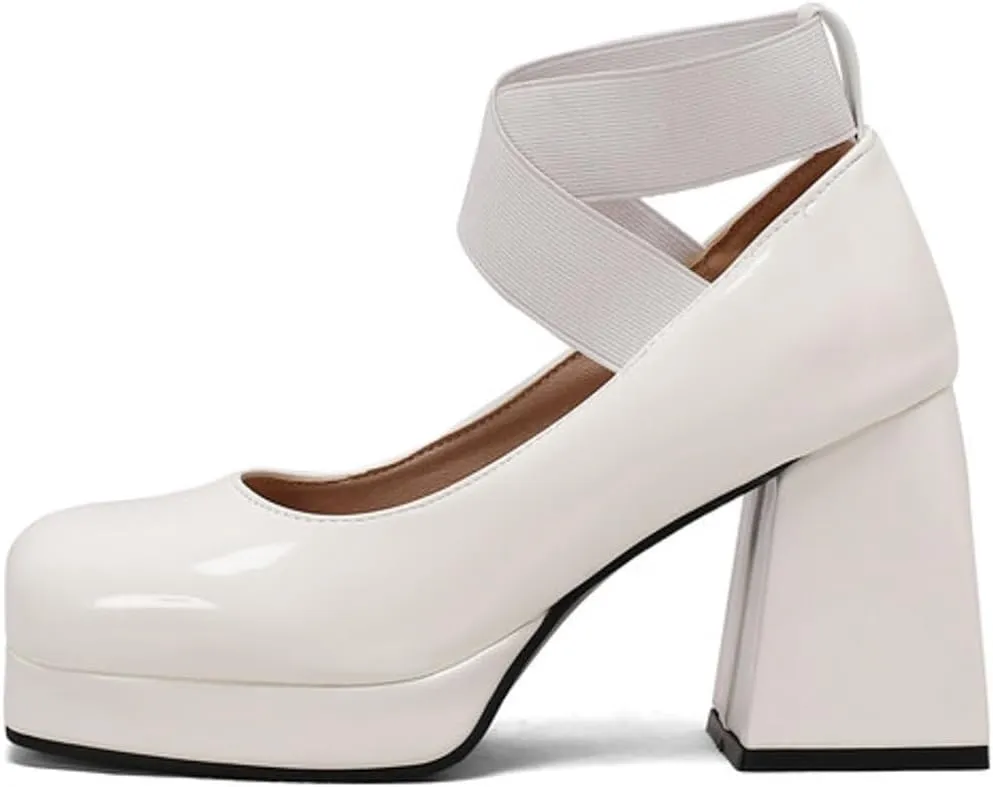 Sandals Strappy Heels Lace Up Square Open Toe Heel Head High Heels Sandals Chunky Heeled Shoes