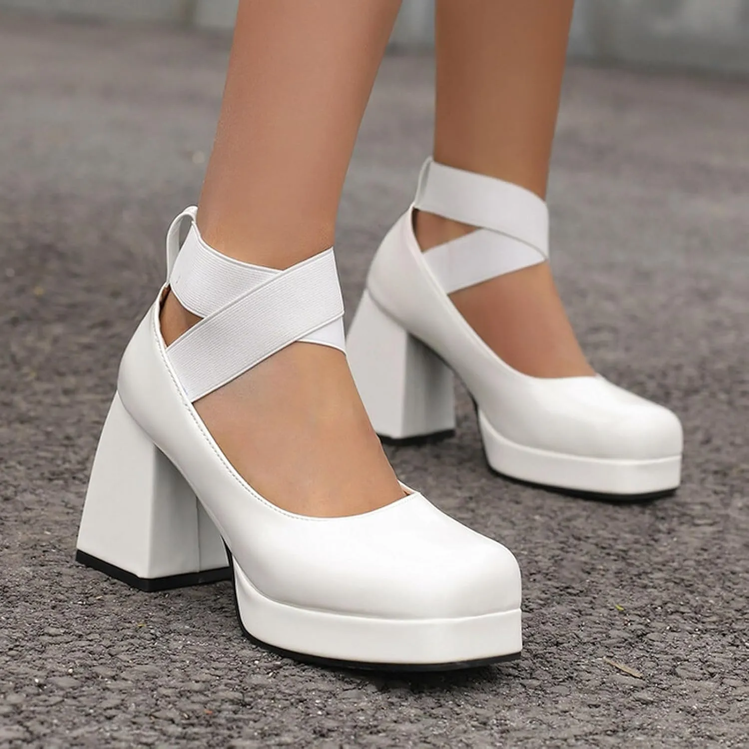 Sandals Strappy Heels Lace Up Square Open Toe Heel Head High Heels Sandals Chunky Heeled Shoes