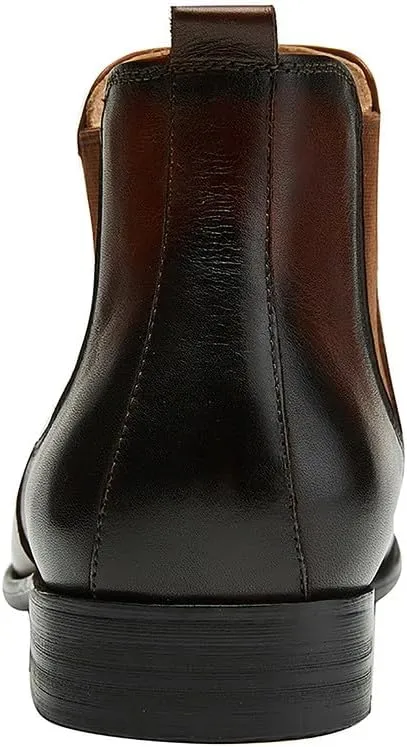 Santimon Mens Chelsea Boots Leather Casual Slip On Brogue Boots Formal Dress Ankle Boots For Men
