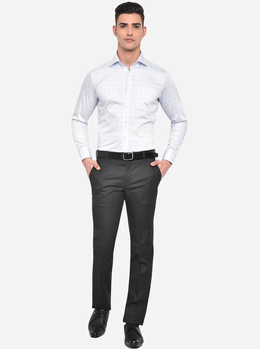 Sky Blue Checked Slim Fit Formal Shirt | JadeBlue
