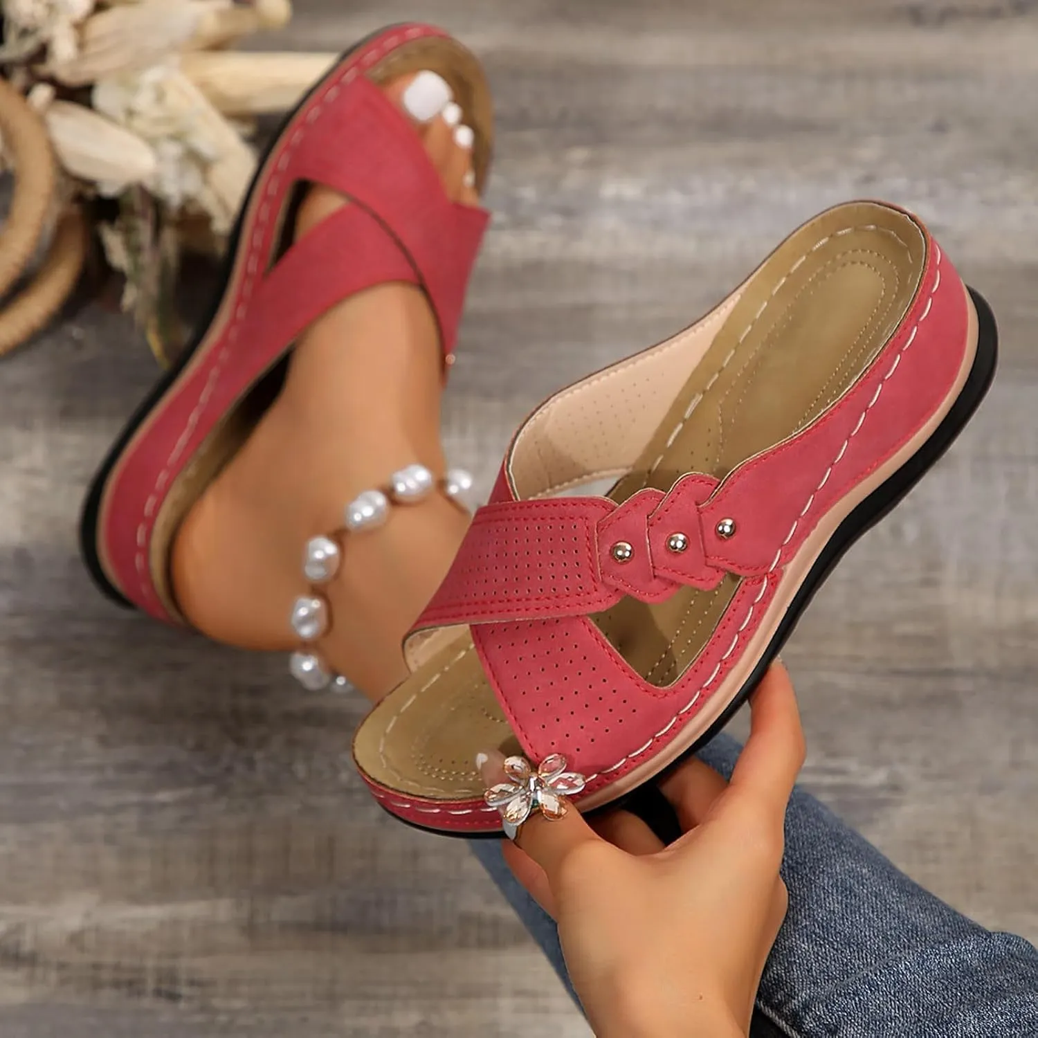 Wedge Sandals for Women 2025 Summer Comfortable Walking Open Toe Dressy Platform Slip on Sandal