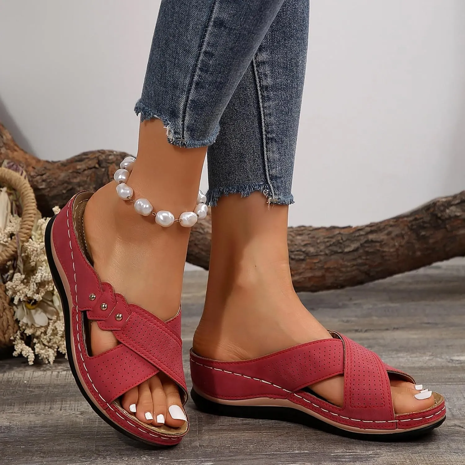 Wedge Sandals for Women 2025 Summer Comfortable Walking Open Toe Dressy Platform Slip on Sandal