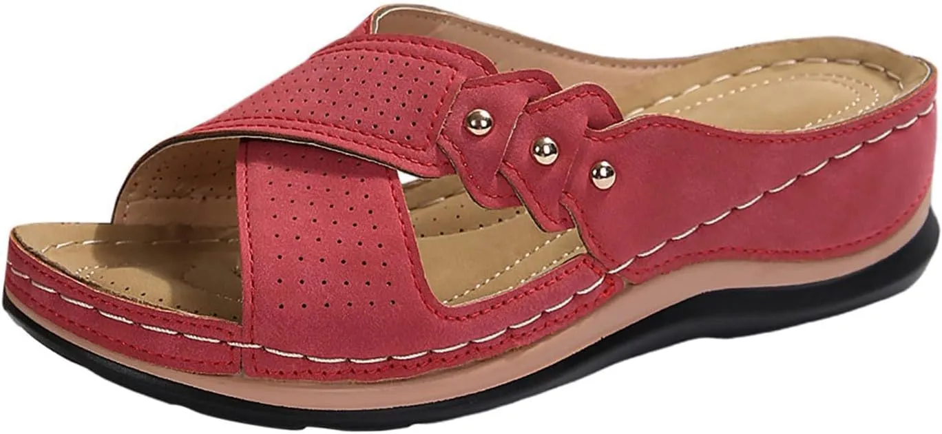 Wedge Sandals for Women 2025 Summer Comfortable Walking Open Toe Dressy Platform Slip on Sandal