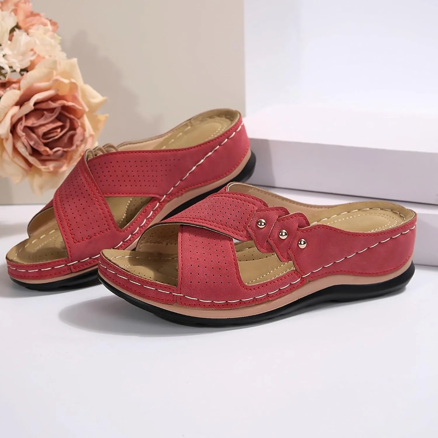 Wedge Sandals for Women 2025 Summer Comfortable Walking Open Toe Dressy Platform Slip on Sandal