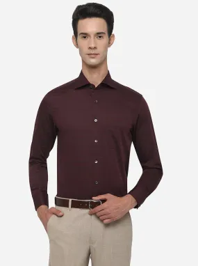 Wine Striped Slim Fit Formal Shirt | Metal