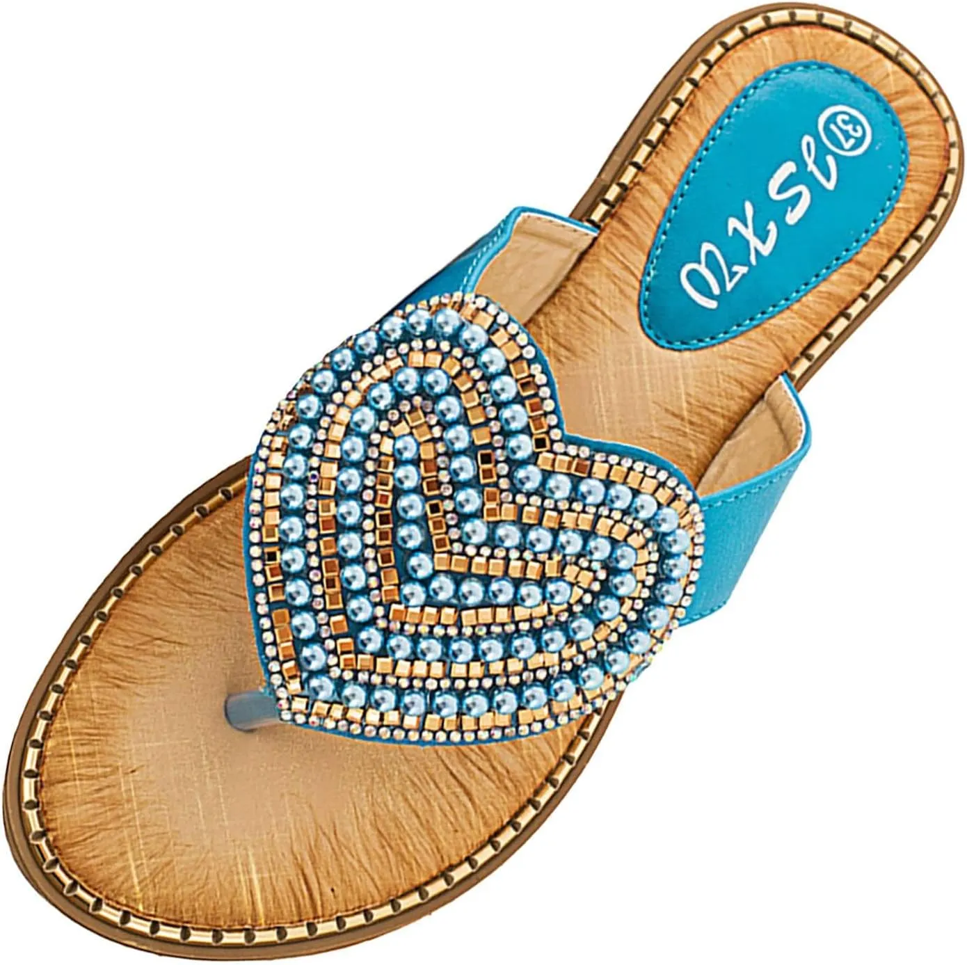 Womens Flat Slide Sandals Cute Casual Thong Sandal Bling Bohemian Slip on Beach Flats Sandals
