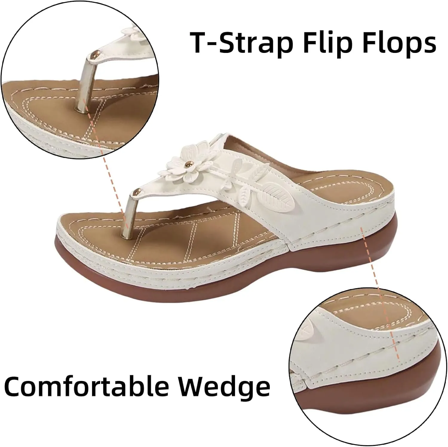 Women's Orthopedic Sandals Arch Support Flip Flops Casual Summer Wedge Platform Slip On Thong Sandals Slippers