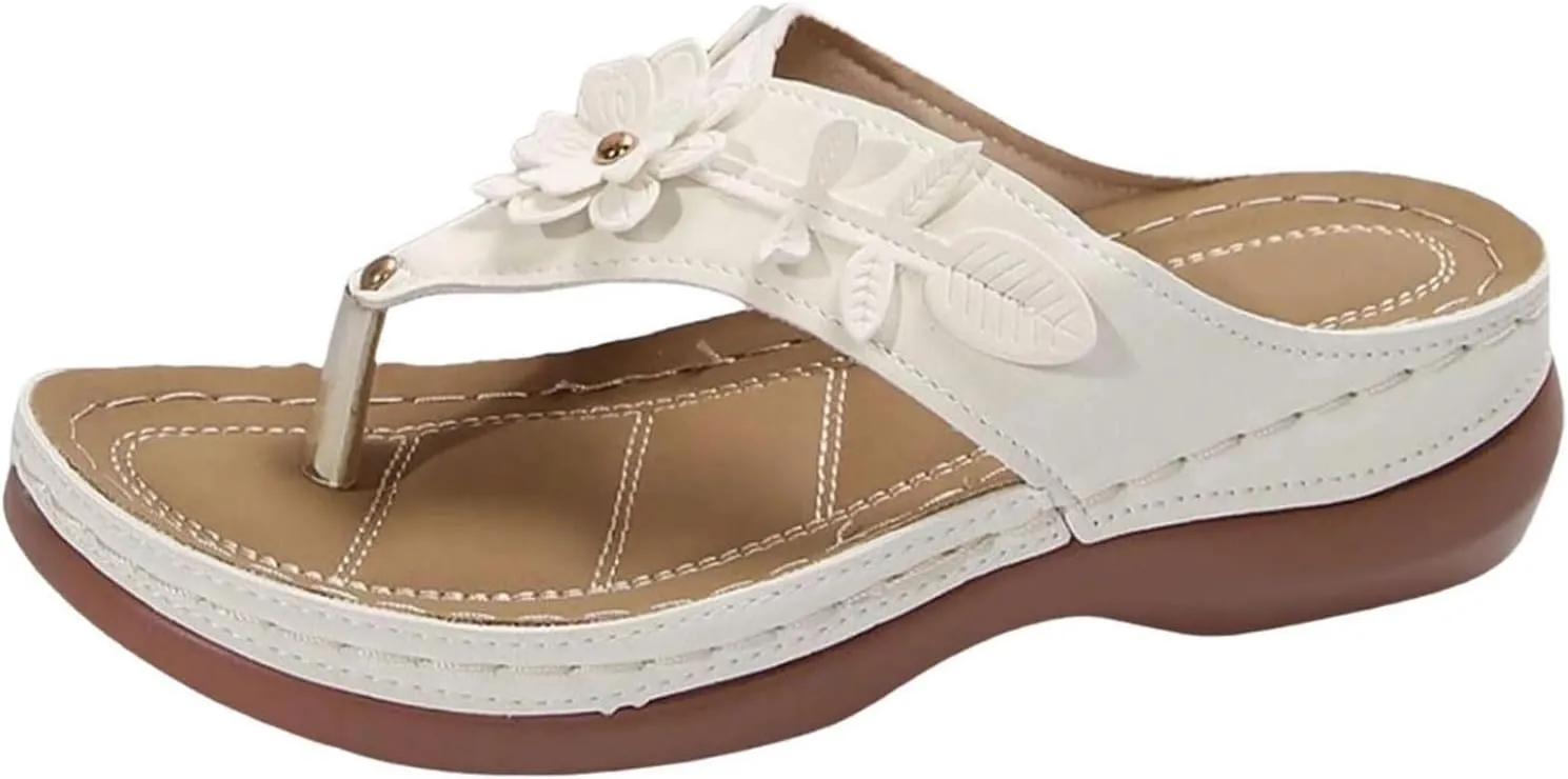 Women's Orthopedic Sandals Arch Support Flip Flops Casual Summer Wedge Platform Slip On Thong Sandals Slippers