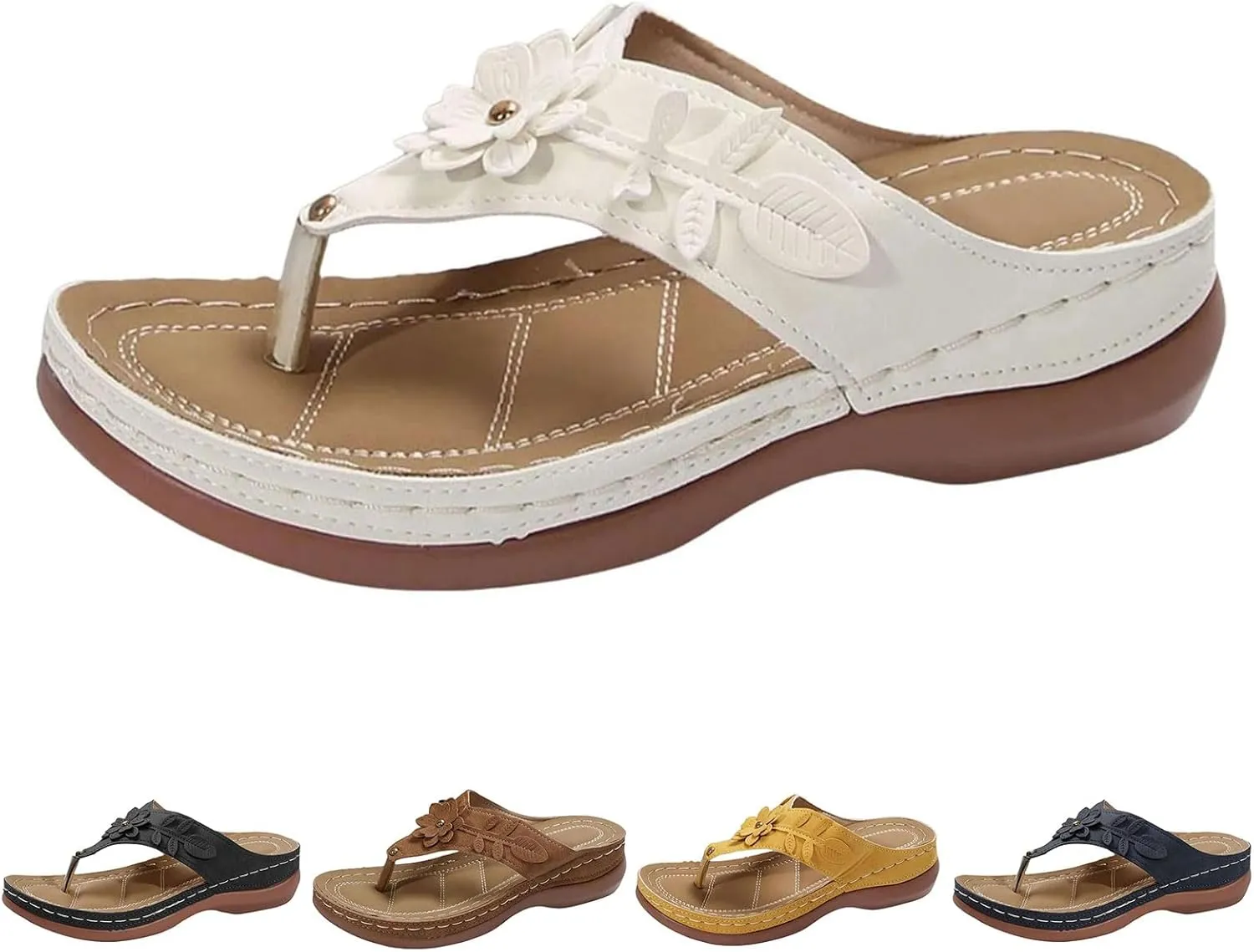 Women's Orthopedic Sandals Arch Support Flip Flops Casual Summer Wedge Platform Slip On Thong Sandals Slippers