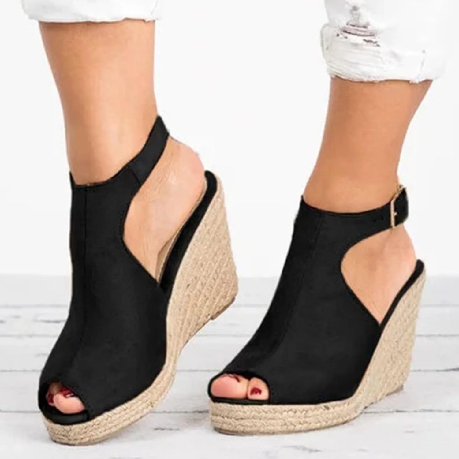 Women's Platform Heels Espadrille Heeled Wedges Orthopedic Sandals Beach Heels Sandal Strappy Slip on Sandals
