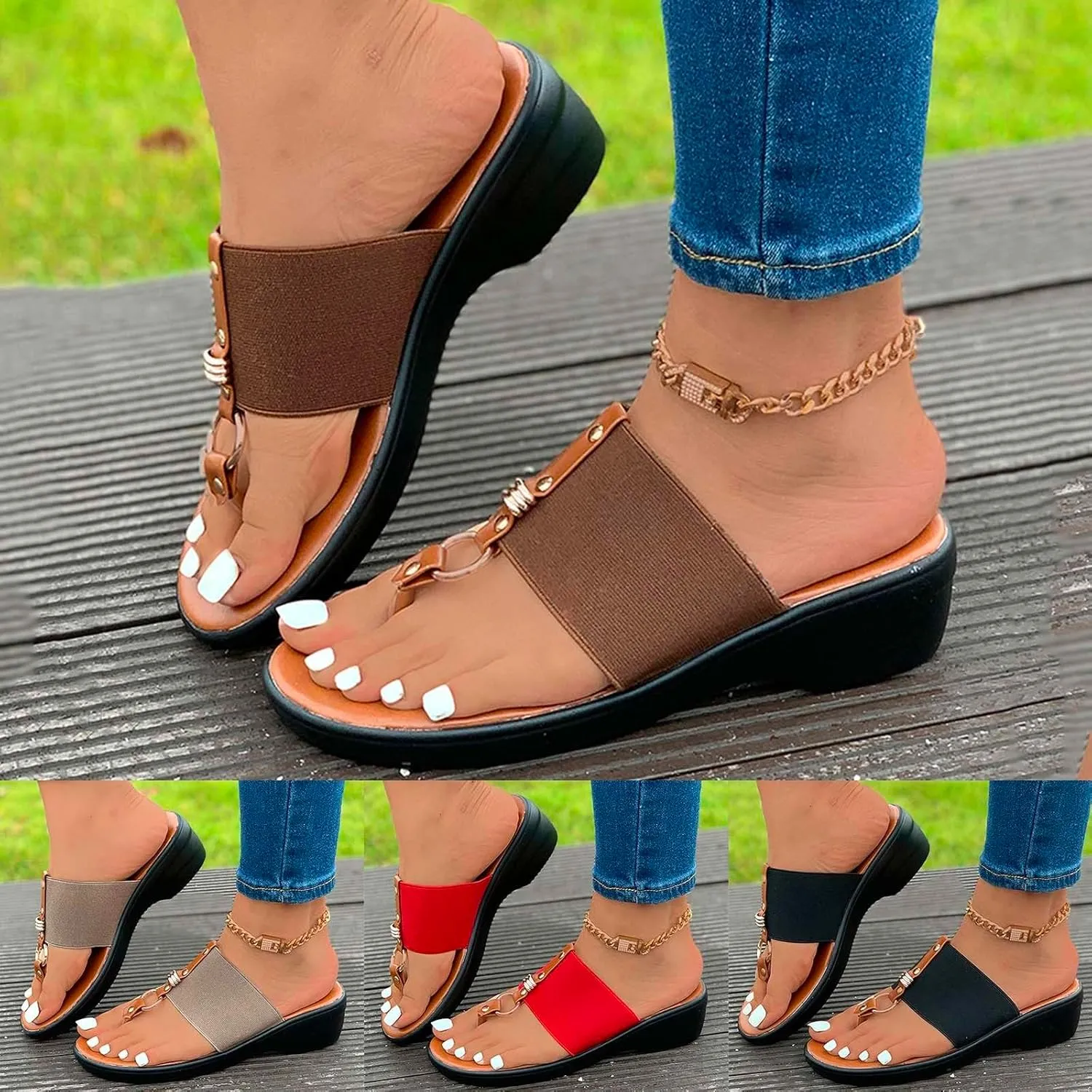 Women's Sandals Fashion Thong Sandal Summer Dress Platform Sandals Rhinestone Flip Flops Slippers Beach Walking Shoes2